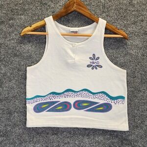 Vintage Head Sport Tank Top Girls 12 White Tennis 90s Single Stitch Sleeveless